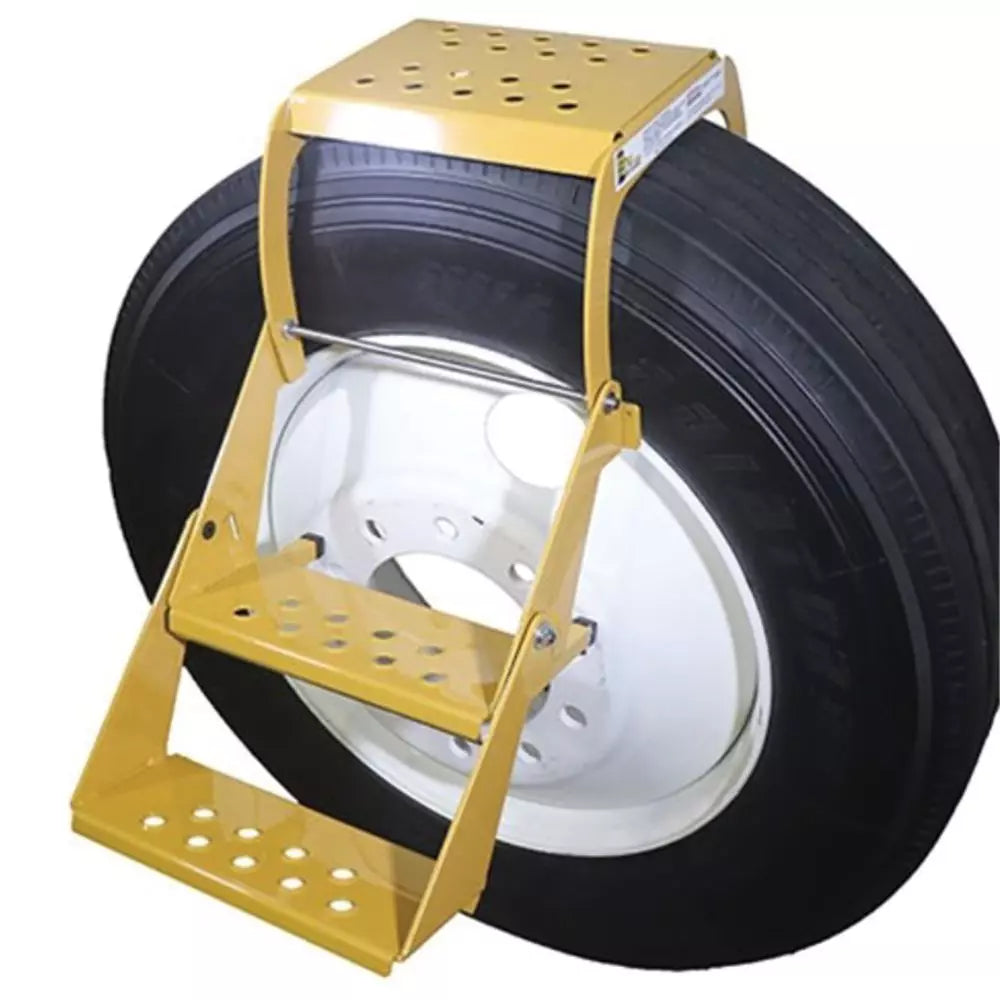 Standard Two-Step Big Truck Tire Step securely attaches to large tires, providing safe access and stability for heavy-duty work.