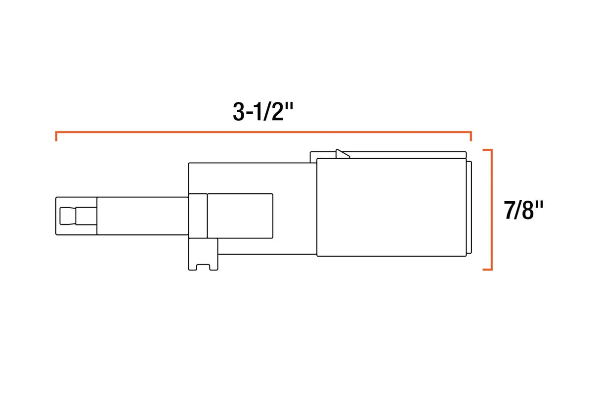 Diagram showing the approximate dimensions of an adapter with measurements in inches.