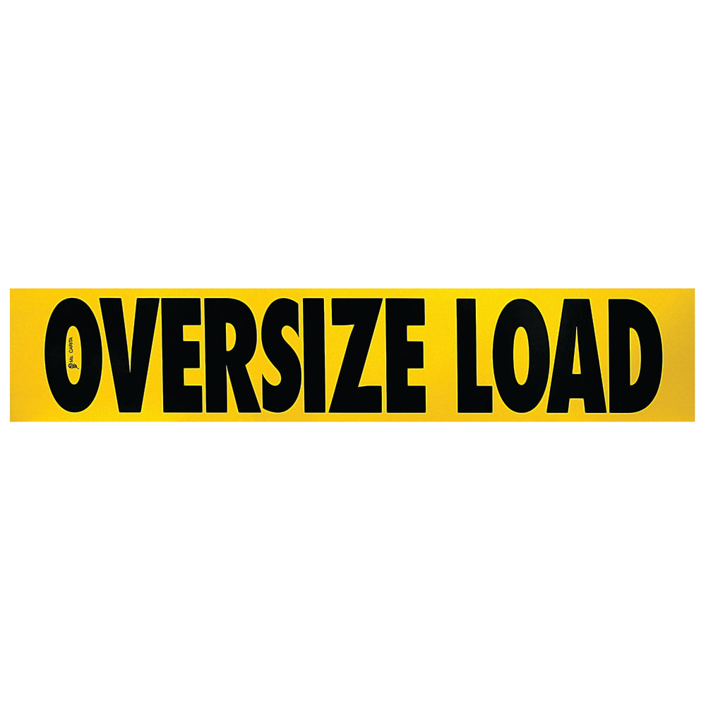 Oversize Load Decals in bright yellow with bold black letters, ideal for visibility in low light conditions.