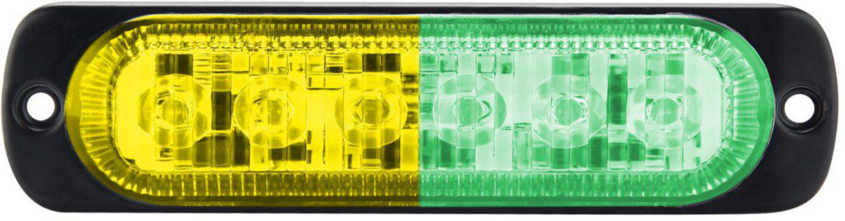 Green, Amber LED Ultra Slim Strobe 6-watt CREE, 480 lumens, 4 1/2 "long, 19 flash patterns