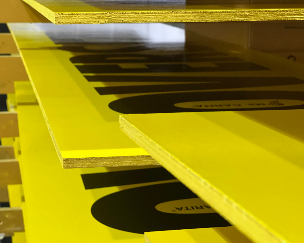 Yellow shelf with black labels on a white background