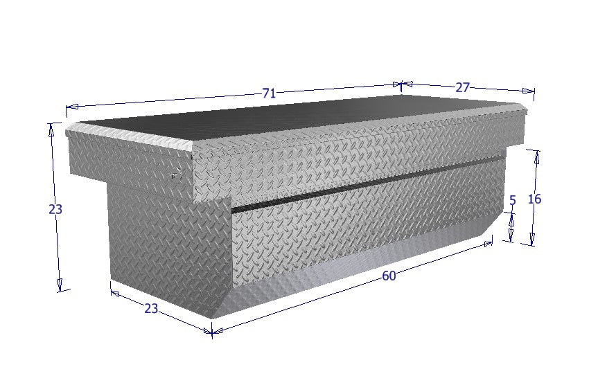 Dimensions of a diamond plate toolbox from brute for commercial trucks