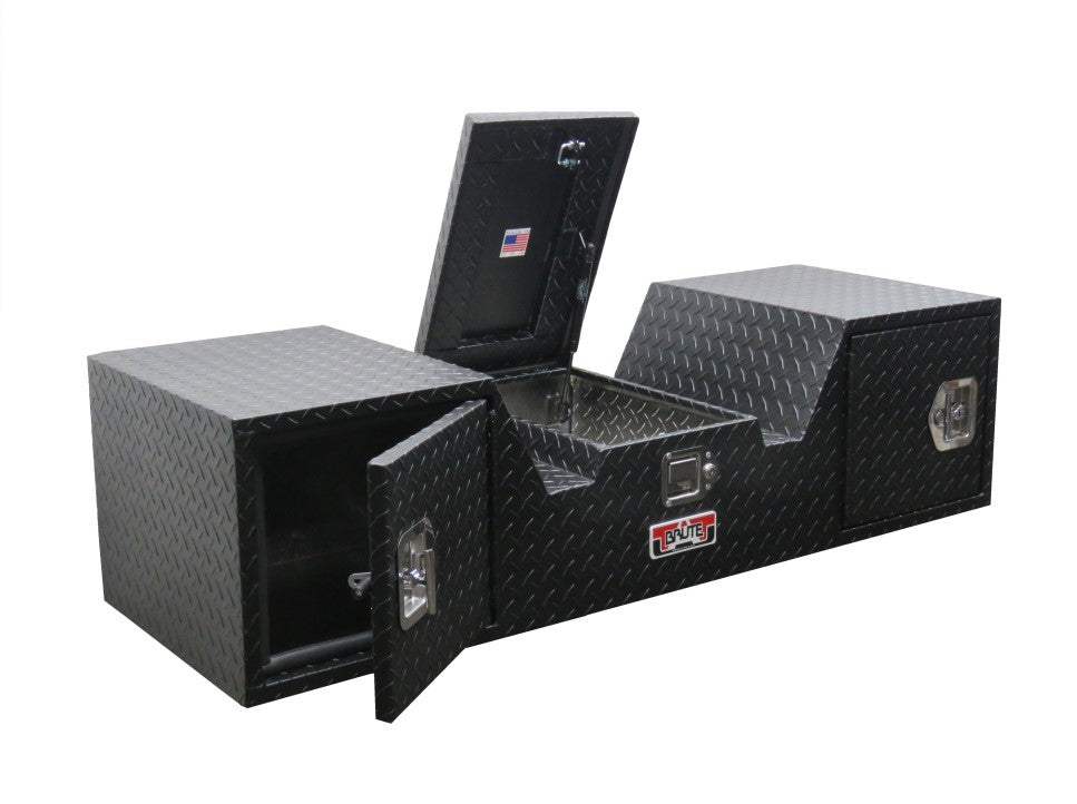 Black powder coated fifth wheel trailer tool box