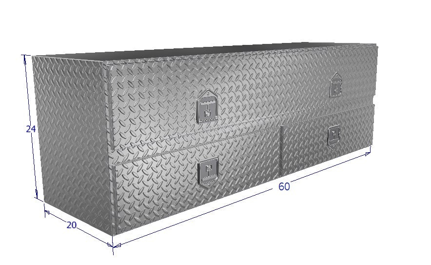 Drawing of 60" wide High Capacity Tool Box with a 2 large bottom drawers