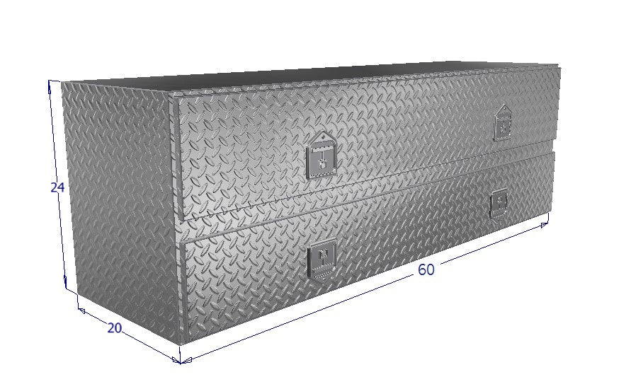 Drawing of 60" wide High Capacity Tool Box with a large bottom door