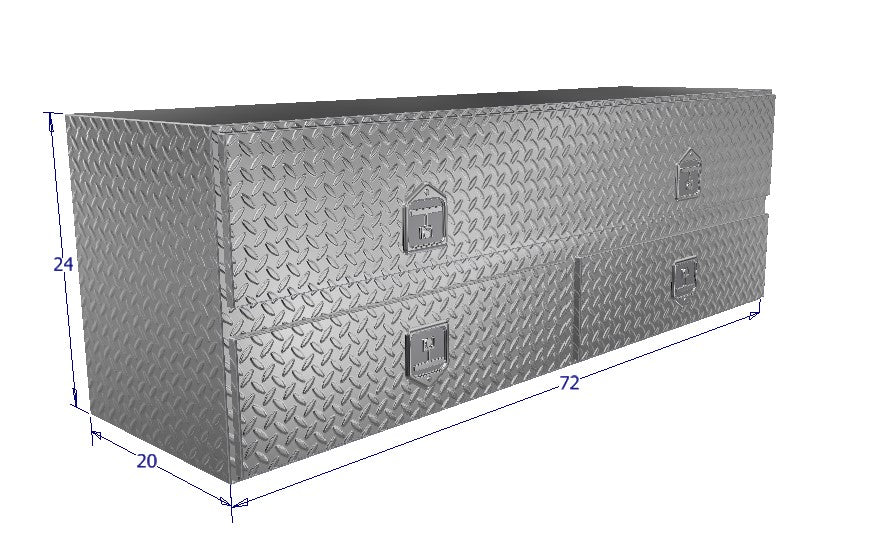 Drawing of 72" wide High Capacity Tool Box with a 2 large bottom drawers