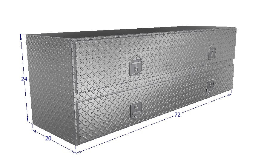 Drawing of 72" wide High Capacity Tool Box with a large bottom door