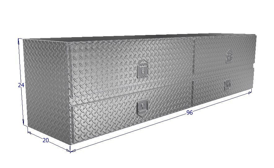 Drawing of 96" wide High Capacity Tool Box with a 2 large bottom drawers