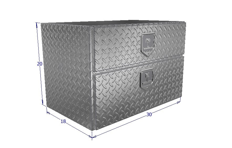 dimensional drawing of 30 inch under body tool box by Brute