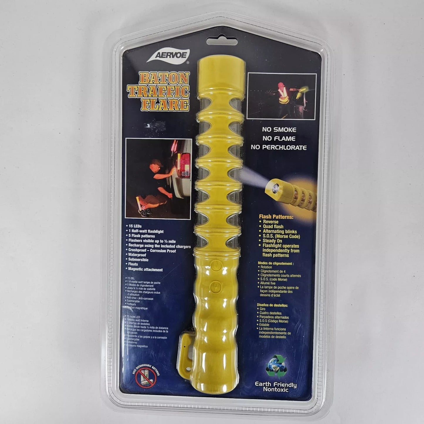 Yellow Baton Roadside LED Flare Package Back