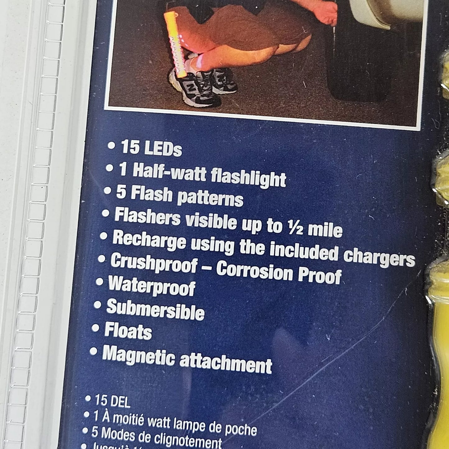 Yellow Baton Roadside LED Flare Package Closeup Description