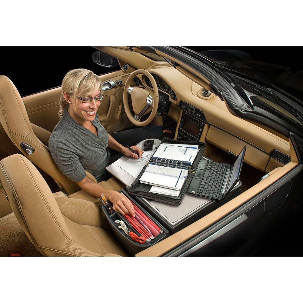 GripMaster Car Desk AutoExec inuse blonde smile