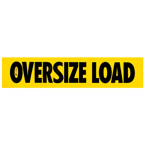 Magnetic Oversize Load sign in yellow with black lettering, designed to be attached to a vehicle.