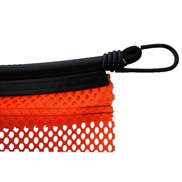 Bright and durable 18" Flo-Orange Jersey Bungee Flag, perfect for safety and visibility on the road.