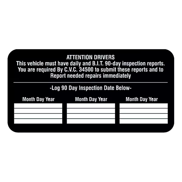 BIT Inspection Decal with white letters on black background