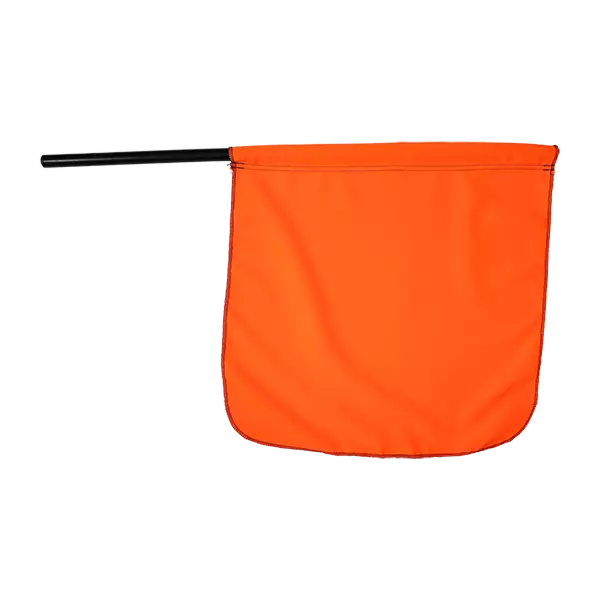Fluorescent Solid Flo-Orange Cotton Staff Flag designed for durability, made in the USA, perfect for safety needs.