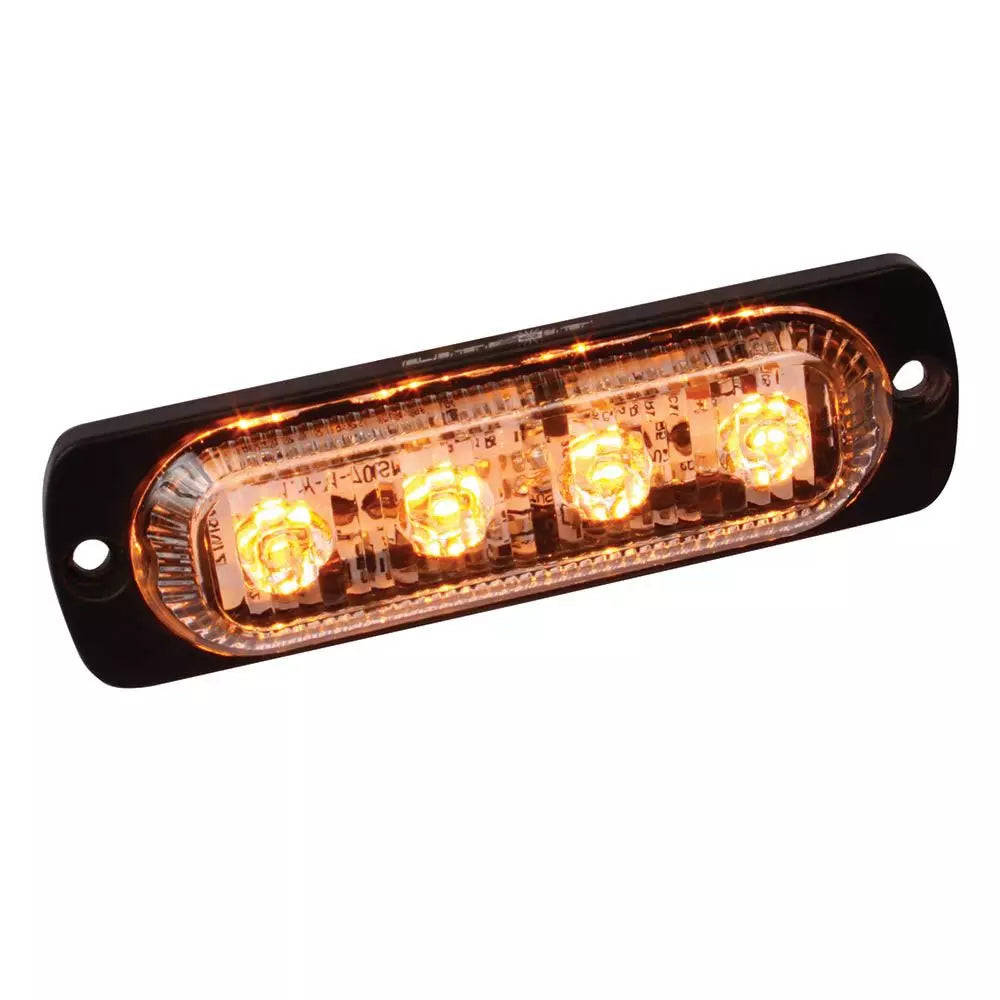 Amber LED Ultra Slim Strobe 4-watt CREE, 320 lumens, 3.75" long, 19 flash patterns