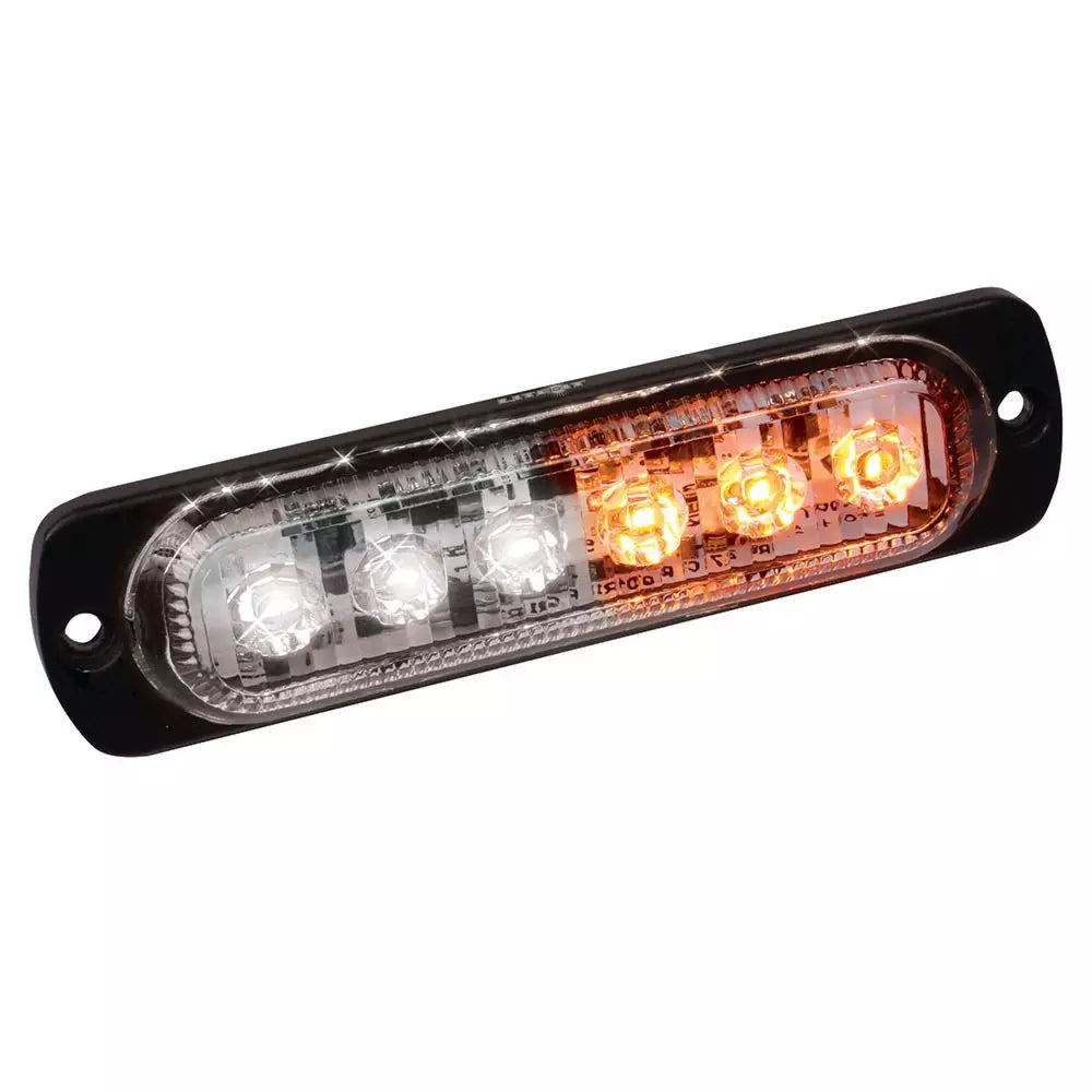 Amber, White LED Ultra Slim Strobe 6-watt CREE, 480 lumens, 4 1/2 "long, 19 flash patterns