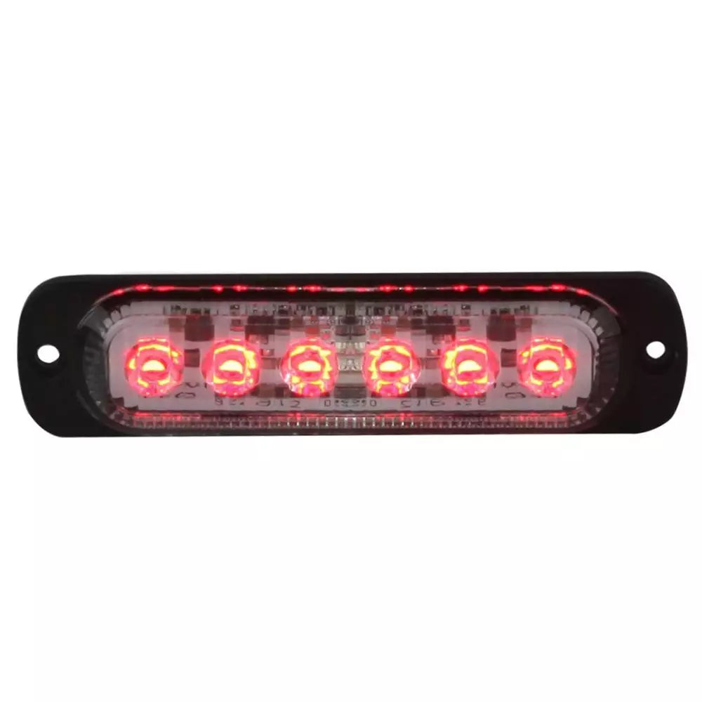 Red, LED Ultra Slim Strobe 6-watt CREE, 480 lumens, 4 -1/2" long 19 flash patterns