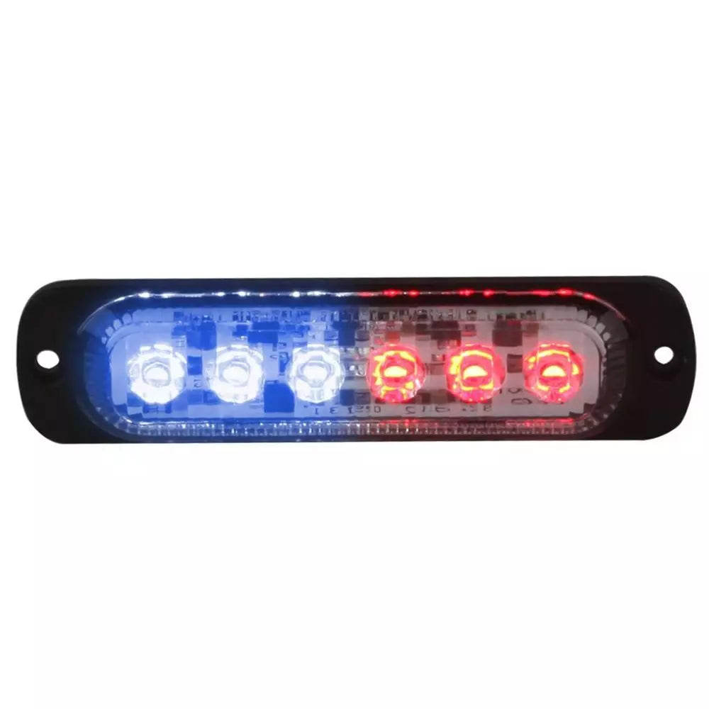 Red/Blue LED Ultra Slim Strobe 6-watt CREE, 480 lumens, 4 1/2 "long, 19 flash patterns
