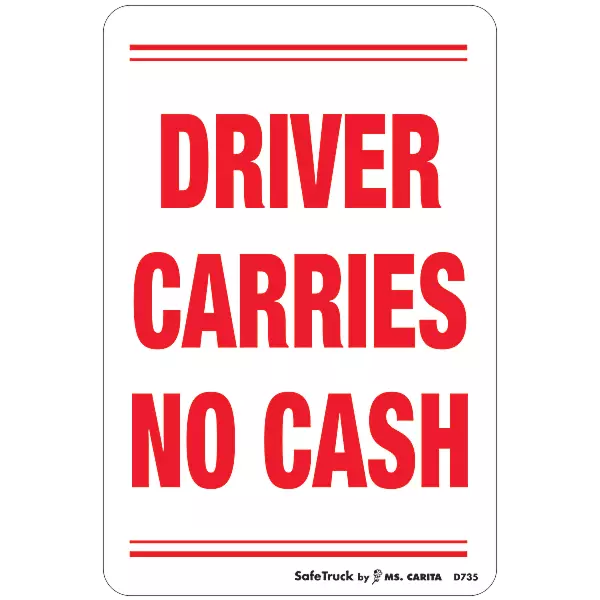 Fleet Decals driver carries no cash in red