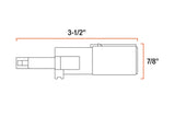 Diagram showing the approximate dimensions of an adapter with measurements in inches.