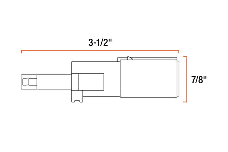 Diagram showing the approximate dimensions of an adapter with measurements in inches.