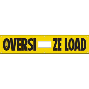 Tow Hook Banner 18 x 84 Vinyl OSL features “OVERSIZE LOAD” for enhanced safety and visibility in industrial settings.