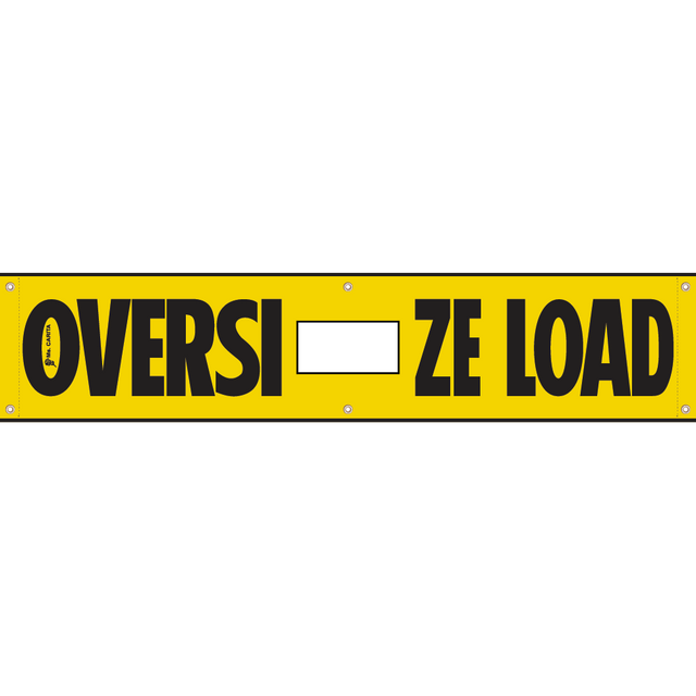 Tow Hook Banner 18 x 84 Vinyl OSL features “OVERSIZE LOAD” for enhanced safety and visibility in industrial settings.