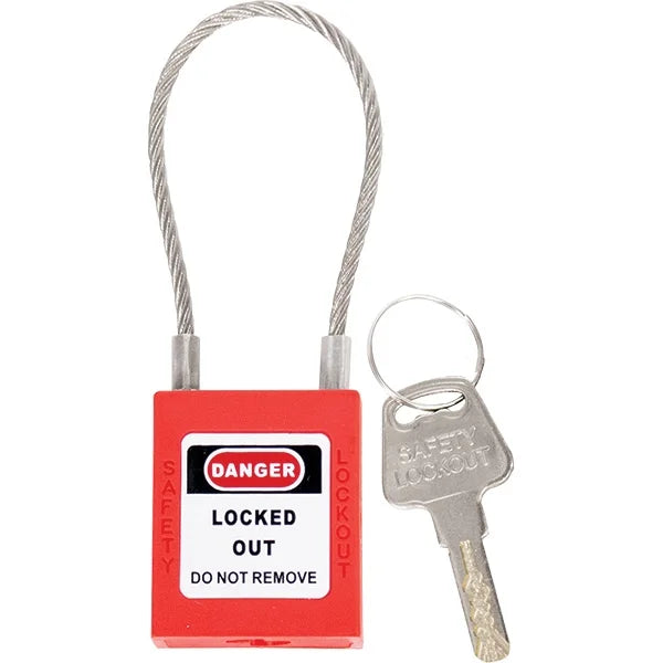 Red safety lockout tag with key TruForce