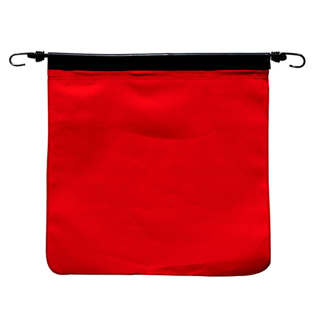 18" Solid Red Cotton Bungee Flag features durable bungee cords and flexible welting, perfect for various applications.
