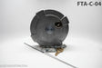 Gray fuel cap with chain and key on a white background