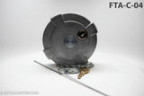 Gray fuel cap with chain and key on a white background