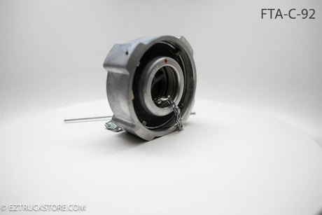 Aluminum fuel cap with chain on a white background with gasket to prevent leaking