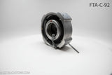 Aluminum fuel cap with chain on a white background