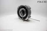 view from below of a locking fuel cap for a freightliner truck