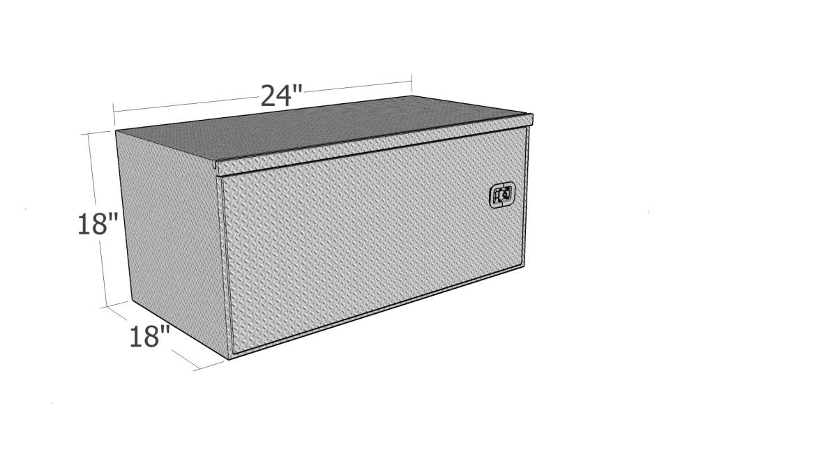 Dimensions for Underbody Tool box by Brute 24" wide