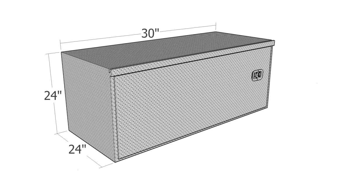 Dimensions for Large Under Body tool Box by Brute 30" Wide