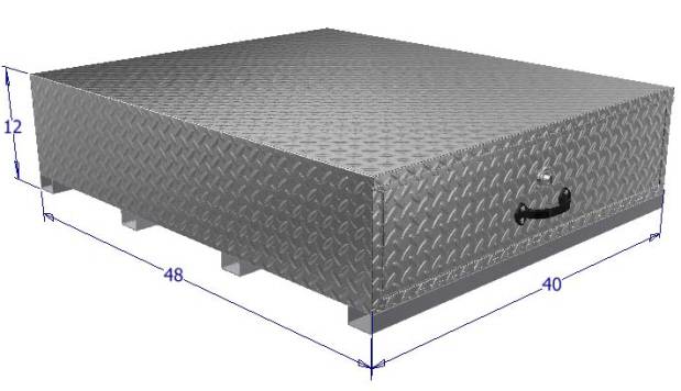 Dimensions of Aluminum tool box 40" wide and 48" deep