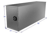 Dimensions of a tall cross over box built for commercial work trucks with extra large storage