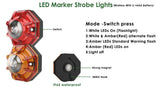 Amber / White, Red /White LED Magnetic Flasher Octagon shape