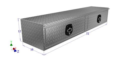 diamond plated toolbox with two drawers 72" long for commercial and work trucks