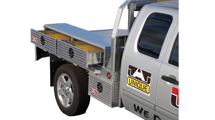 Unique Truck with two drawers open on the bed of the truck