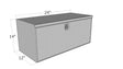 Dimensions of a HUB141224-BT storage box with measurements labeled on a white background