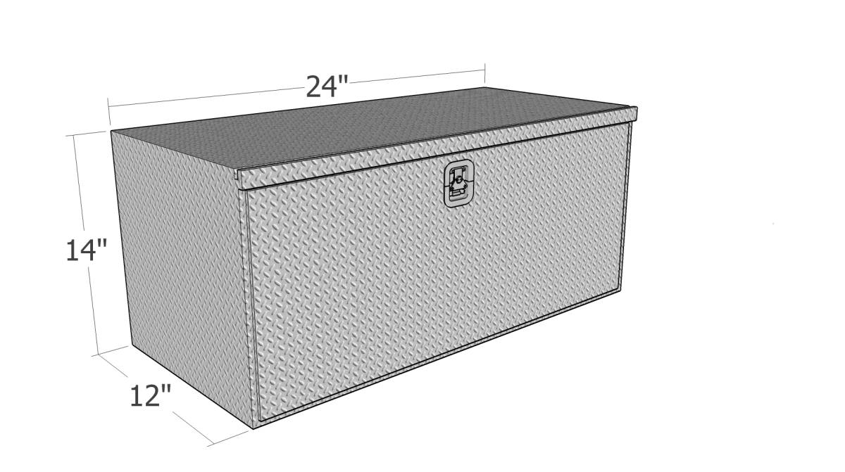 Dimensions of a HUB141224-BT storage box with measurements labeled on a white background