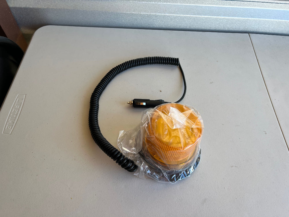 Amber LED Beacon with black coiled cable