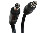 Black DC power cable with connectors on a white background