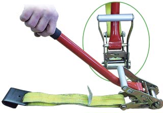 Durable Tie Down Ratchet Wrench with solid steel and rubber handle, compact design for easy transport.