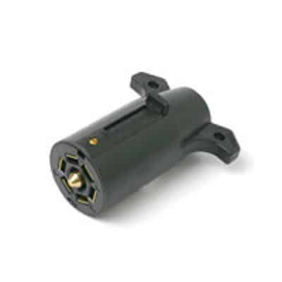 A black ABS plug with 7 blades, designed for vehicle towing.