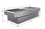 Dimensions of a metal toolbox with measurements labeled